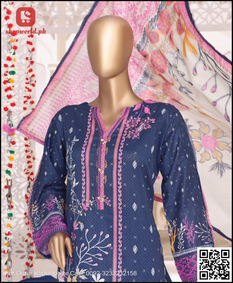 Riwayat Lawn Collection Printed Stitched lawn Suits Navy Blue