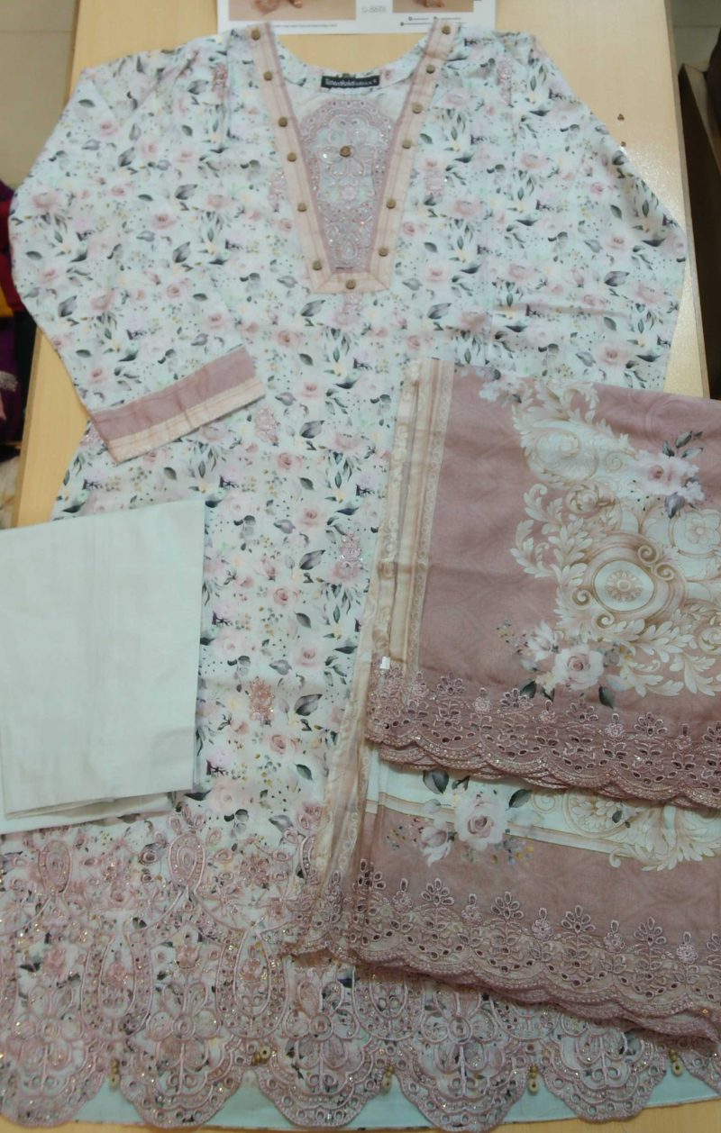 Tawakkal Cotton Cambric Fabric Stitched Dress